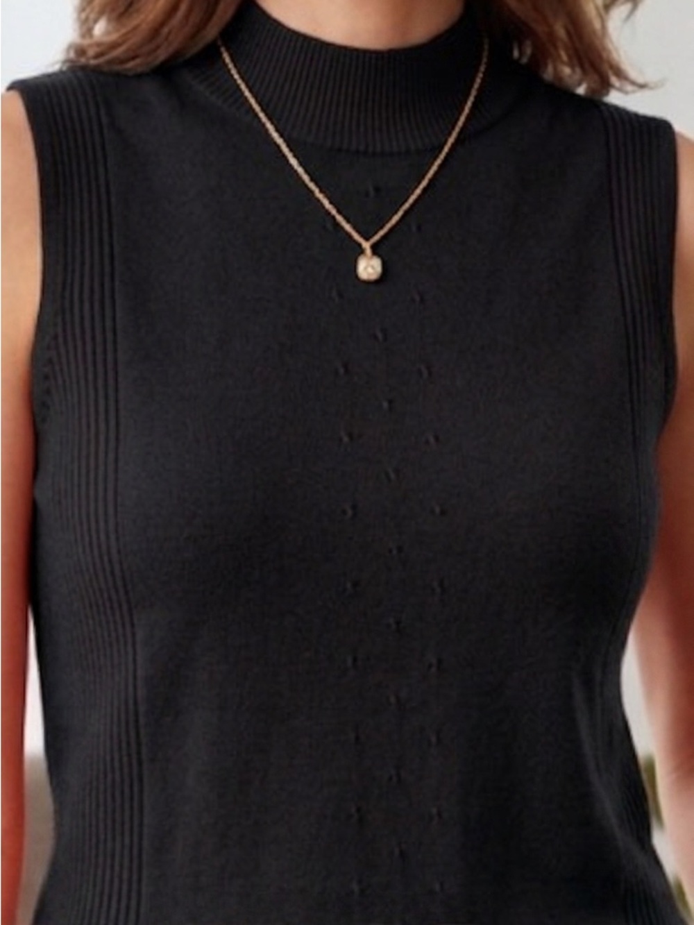 Black Sleeveless Turtleneck Top